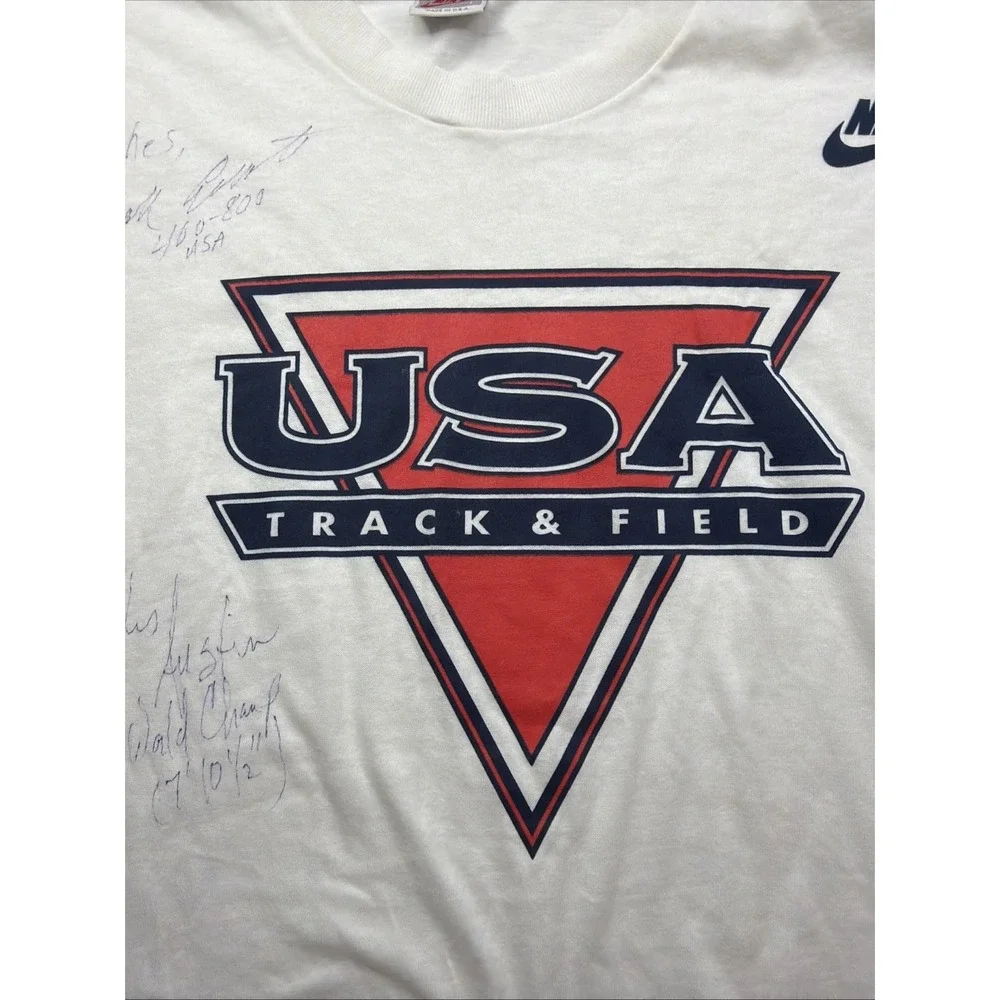 Vintage Nike 90s Track And Field T Shirt Signed Charles‎ Austin Mark Everett